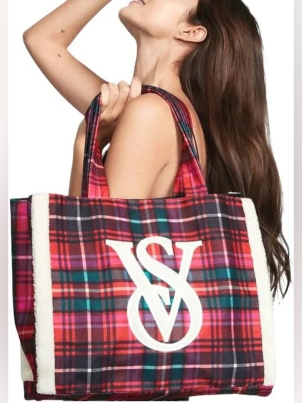 Y2K Victoria's Secret Plaid Tote Bag With White VS